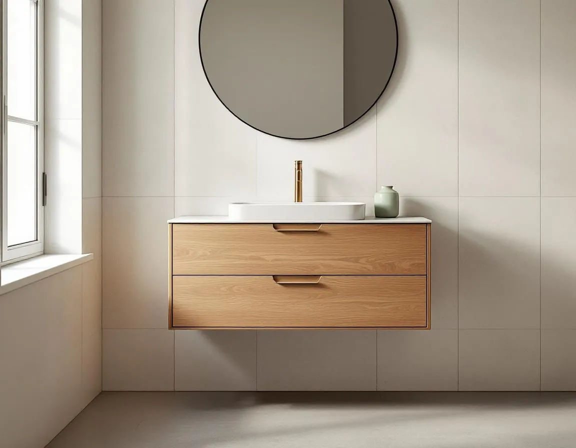 Vasque suspendue Cassis — 80 cm avec 2 tiroirs et robinet stylisé